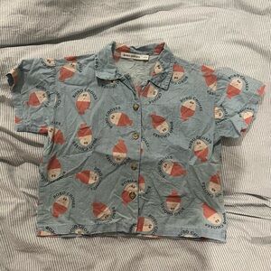 Bobo Choses Blue Kids Shirt with Egg Print